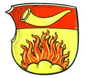 Das Brander Wappen – Büffelhorn und Flammen auf Dreiberg